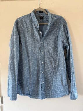J. Crew Light Blue Micro-Print Button-Down Shirt
